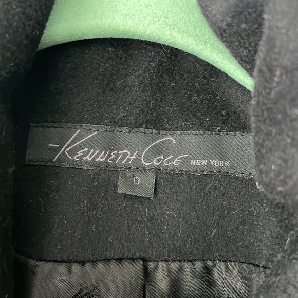 Kenneth Cole Black Oversized Collar Wool Cashmere Coat 0 - Picture 4 of 6